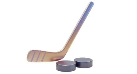 Isolated Ice Hockey Stick with Pucks Ready for Game