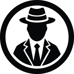 Detective icon vector male user person profile avatar symbol for security in a flat color glyph pictogram illustration