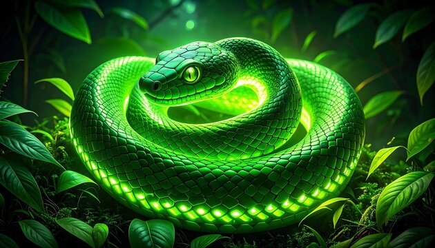 green snake in the grass