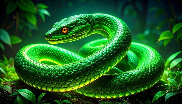 green snake in the grass