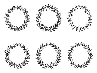 Rustic Flower Garland Line Art for Elegant Design Creations