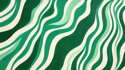 Fototapeta premium Abstract art shows wavy lines in shades of green with a cream background. It is for backgrounds, banners, or designs needing a modern, organic touch.