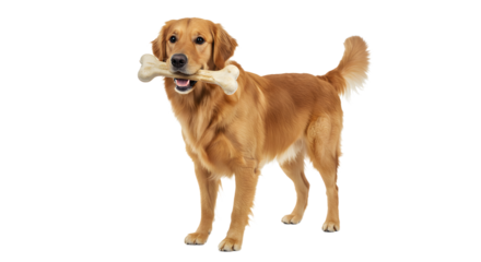 Golden Retriever with a Bone Posing for a Captivating Studio Portrait
