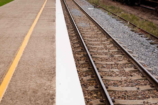 Railway track and platform at Harden railway station
