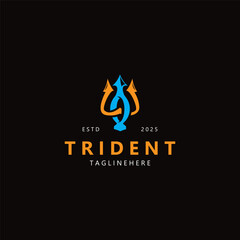 Trident Poseidon Logo, Spear Simple Vintage Template Design i