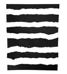 細長く黒い破れた紙のセット　背景透過