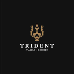Trident Poseidon Logo, Spear Simple Vintage Template Design i