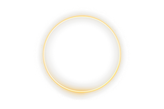 golden round light glow frame isolated on white or transparent png