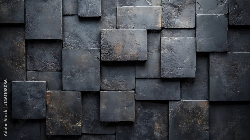 Aufkleber abstract dark textured background with gray tones and square brick pattern arrangement design