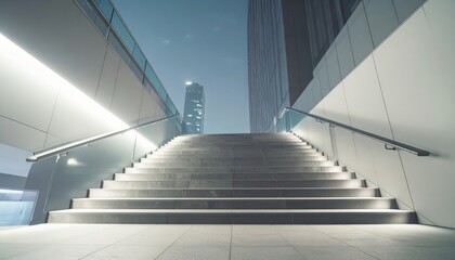 Modern City Staircase at Night with Glowing Lights