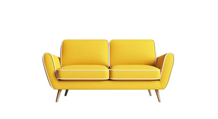 Fototapeta premium Png of Stylish yellow sofa with modern design and wooden legs, perfect for adding a pop of color to any living space.