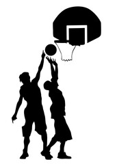 Athlete jumping with ball on white background