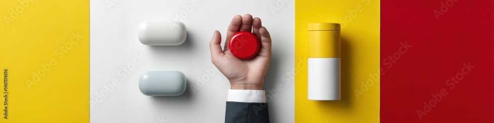 Aufkleber Minimalist UX Design Gesture Dynamic Hand Interaction with Bold Color Pop - Innovative Tech Branding and Digital Experience Marketing for Gen Z Professionals