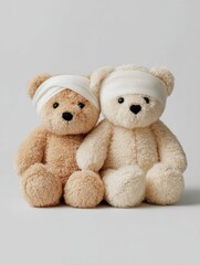 Obraz premium Soft Healing Companions Therapeutic Bears in Minimalist Wellness Aesthetic - Emotional Resilience and Comfort Storytelling for Modern Mental Health Narratives