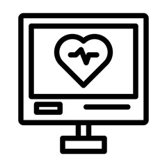 Ecg Monitor. This is a vector single icon with a line style. Suitable for any purpose, such as website design, mobile app design, logo design, pattern design, etc.