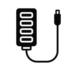 USB hub icon vector set. usb hub icon, office line art, office vector - simple black line art icon
