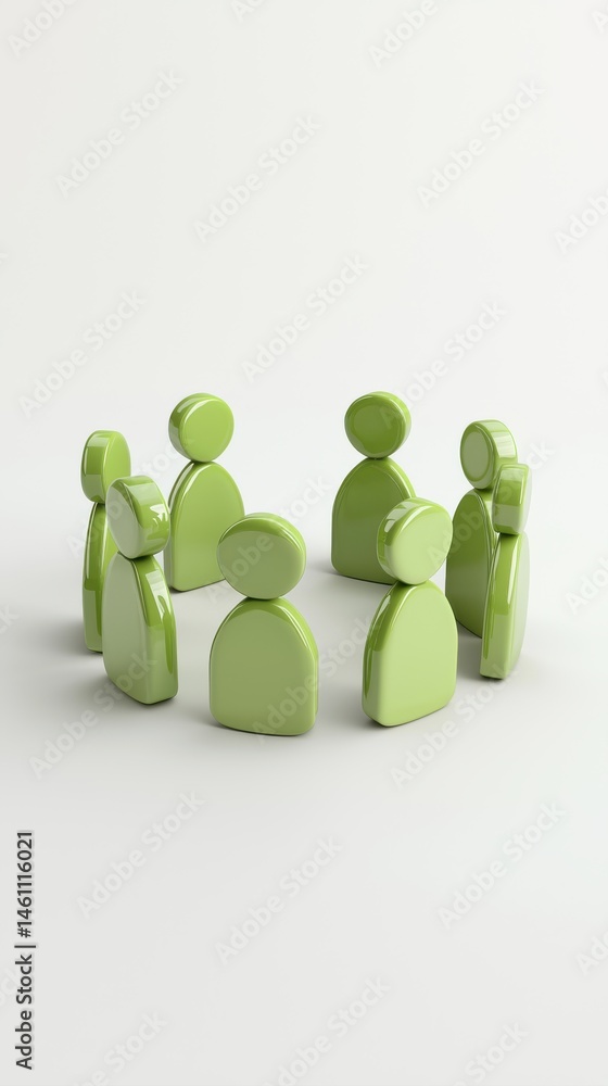 Poster abstract teamwork and community concept with green figures in circle teamwork community abstract pet