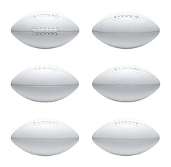 Fototapeta premium White American Footballs on Smooth Gleaming Surface with Shadows, Isolated on Transparent Background