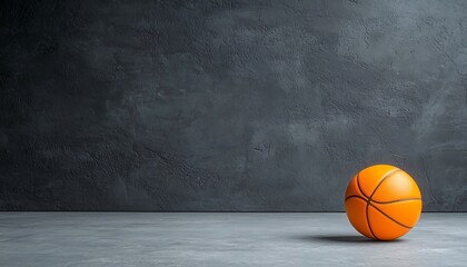 Orange basketball on dark gray textured background