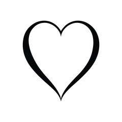Simple black heart symbol on white background for valentine's day and love concepts