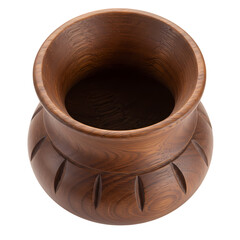 HandCarved Wooden Bowl Exquisite Teak Wood Vessel for Home Decor isolated on Transparent Background