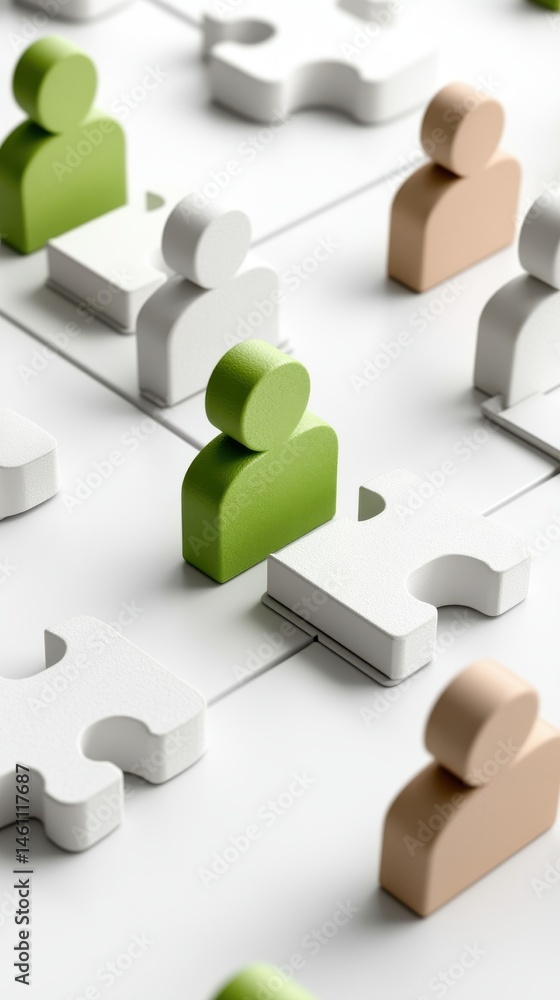 Aufkleber network of people figures on puzzle pieces symbolizing teamwork and connection teamwork network link