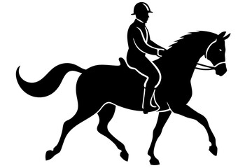 Black silhouette of horse rider side view vector shape design, silhouette, horse, rider, equestrian, animal, sport, horseback, isolated, black, white, vector, design, graphic, illustration, art