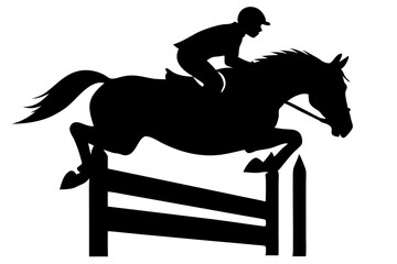 Horse and rider jumping obstacle equestrian sport silhouette vector design, horse, rider, jumping, obstacle, equestrian, sport, silhouette, vector, design, competition, event, animal, athlete