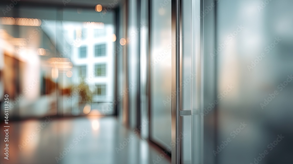 Poster dynamic office environment modern workspace blurred background professional setting perspective conc