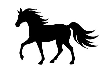 Walking horse silhouette on a white background elegant and simple design