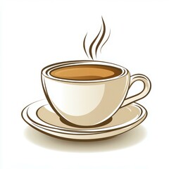 Obraz premium Coffee cup with steam on a saucer creating a cozy atmosphere in a cafe setting