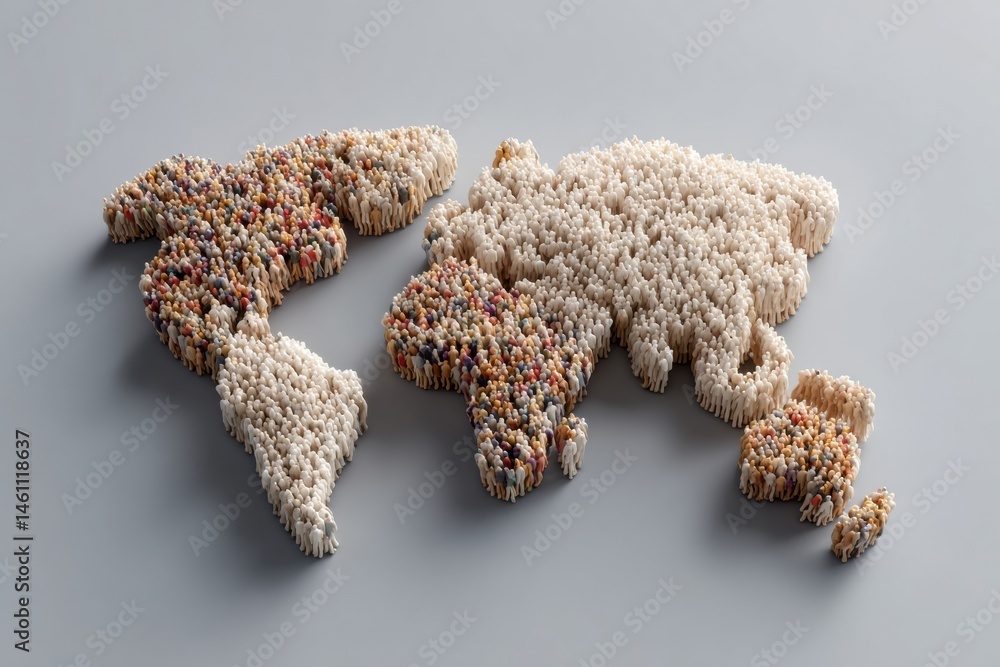 Poster global migration dynamics intricate world map visualization revealing population density, diversity,