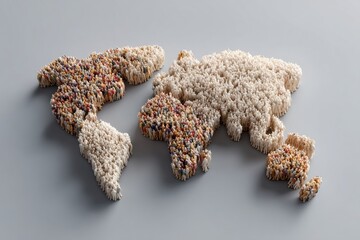 Global Migration Dynamics Intricate World Map Visualization Revealing Population Density, Diversity, and Interconnected Human Patterns in Nuanced Demographic Infographic