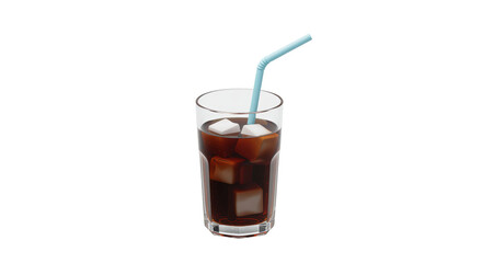 Isolated Cold Drink with Ice Cubes and Straw