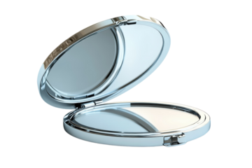 Open compact mirror closeup
