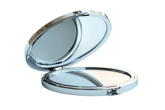 Open compact mirror closeup