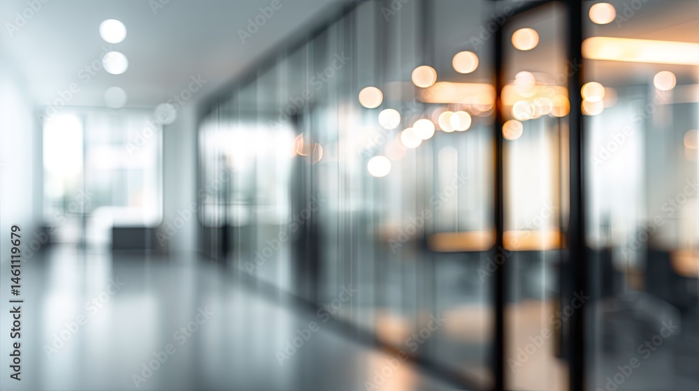 Poster dynamic office space with blurred background modern workspace professional environment abstract view