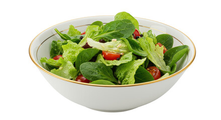 Isolated Fresh Salad Bowl with Greens and Tomatoes