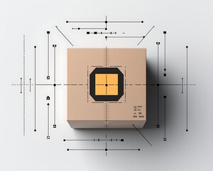 Beige box with design elements, technical diagram
