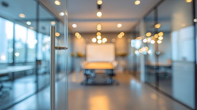 Office meeting space modern office interior design professional setting blurred background aesthetic appeal