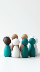 Minimalist Group of Diverse Wooden People group people minimalist wooden figures wooden pegs team