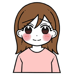 照れる微笑み顔の女性のイラスト