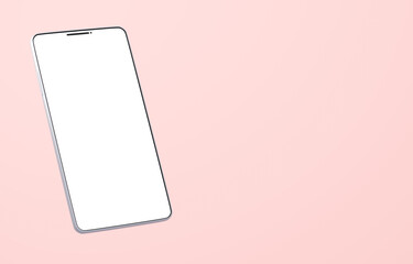 3D素材_スマートフォン_シルバー_ピンク