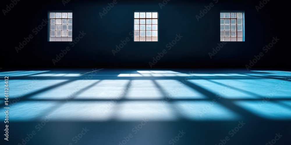 Aufkleber liminal urban minimalism empty school gymnasium spatial design capturing architectural light project
