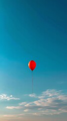 Fototapeta premium Red balloon floating in blue sky