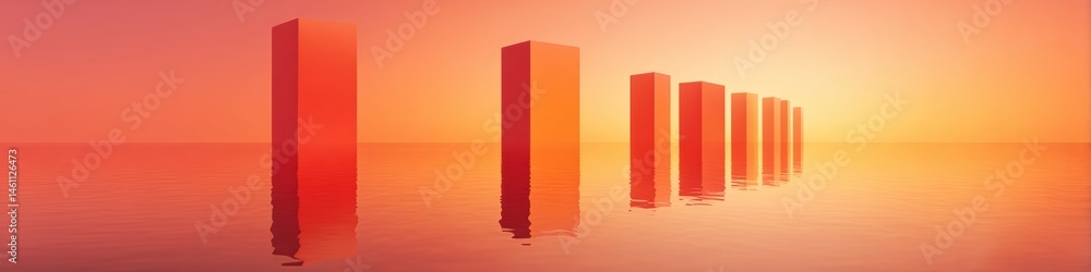 Poster Minimalist Urban Resilience Gradient Architectural Visualization of Structural Dynamics in Sunset Spectrum - Innovative Design Futures and Spatial Transformation