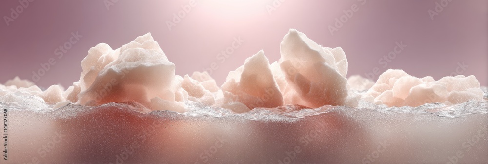 Poster ethereal climate intimacy soft iceberg formations in blush tones - minimalist environmental narrativ