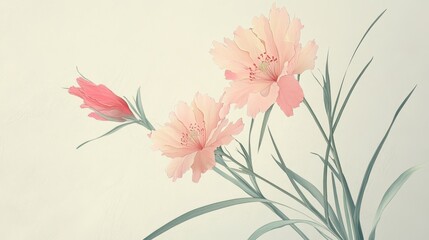 Naklejka premium Delicate pastel blossoms in delicate floral art.