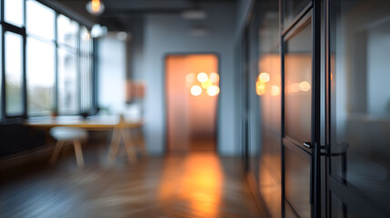 Dynamic office space modern workspace blurred background contemporary environment professional viewpoint