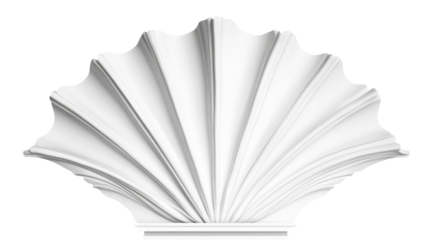 Elegant White Decorative Element Featuring Sculptural Curves and Detailed Textures on Transparent Background